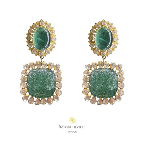 Polki emerald earrings