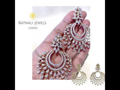 Simulated Diamond Chandbali Chandelier Earrings