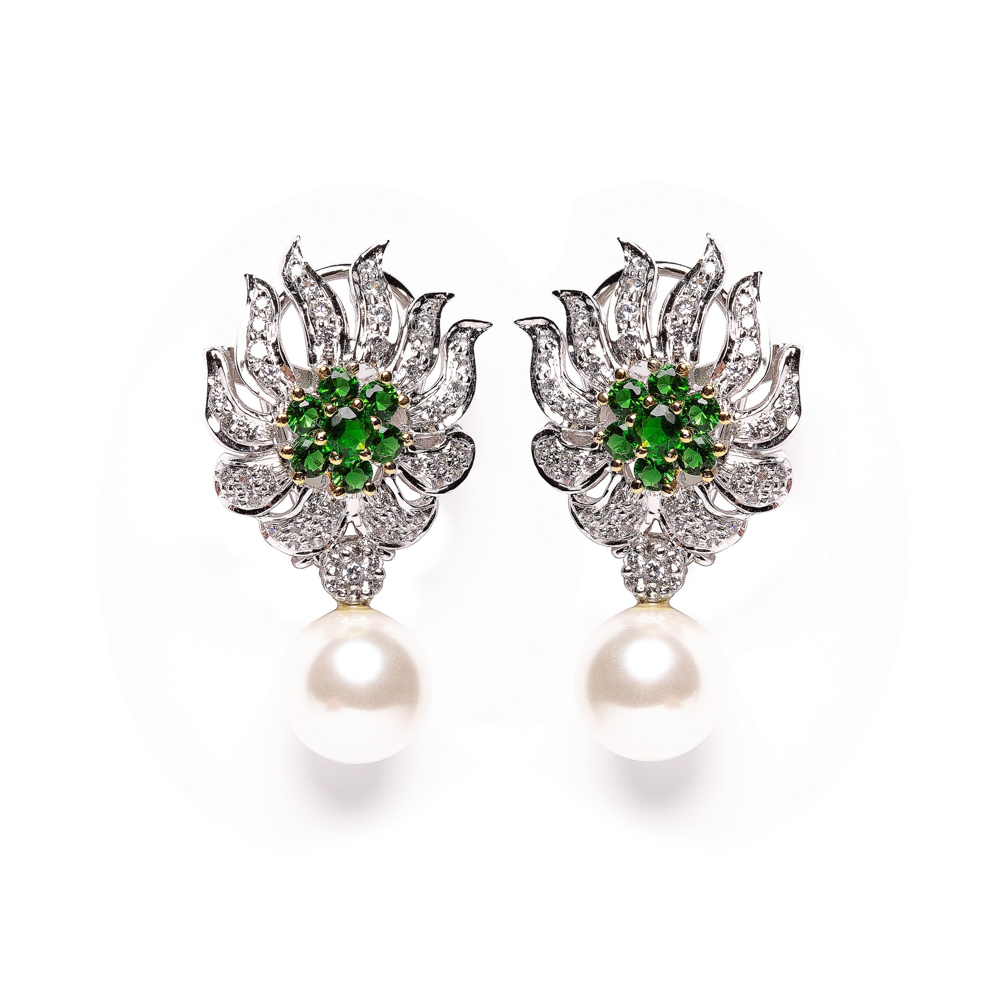Diamond Pave & Pearl Earrings - Underwoods Jewelers