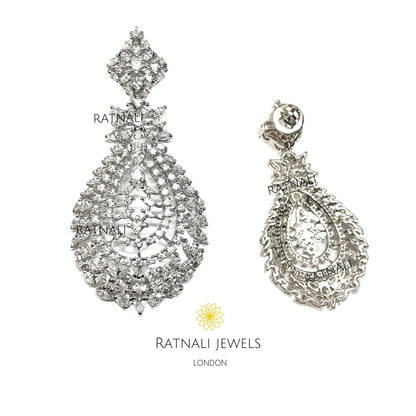 Selene | Simulated Diamond Chandelier Earrings in Real Silver - ratnalijewels