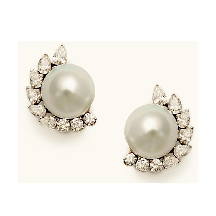 Cynthia Simulated Diamond & Pearl Stud Earrings, Studs - Ratnali Jewels