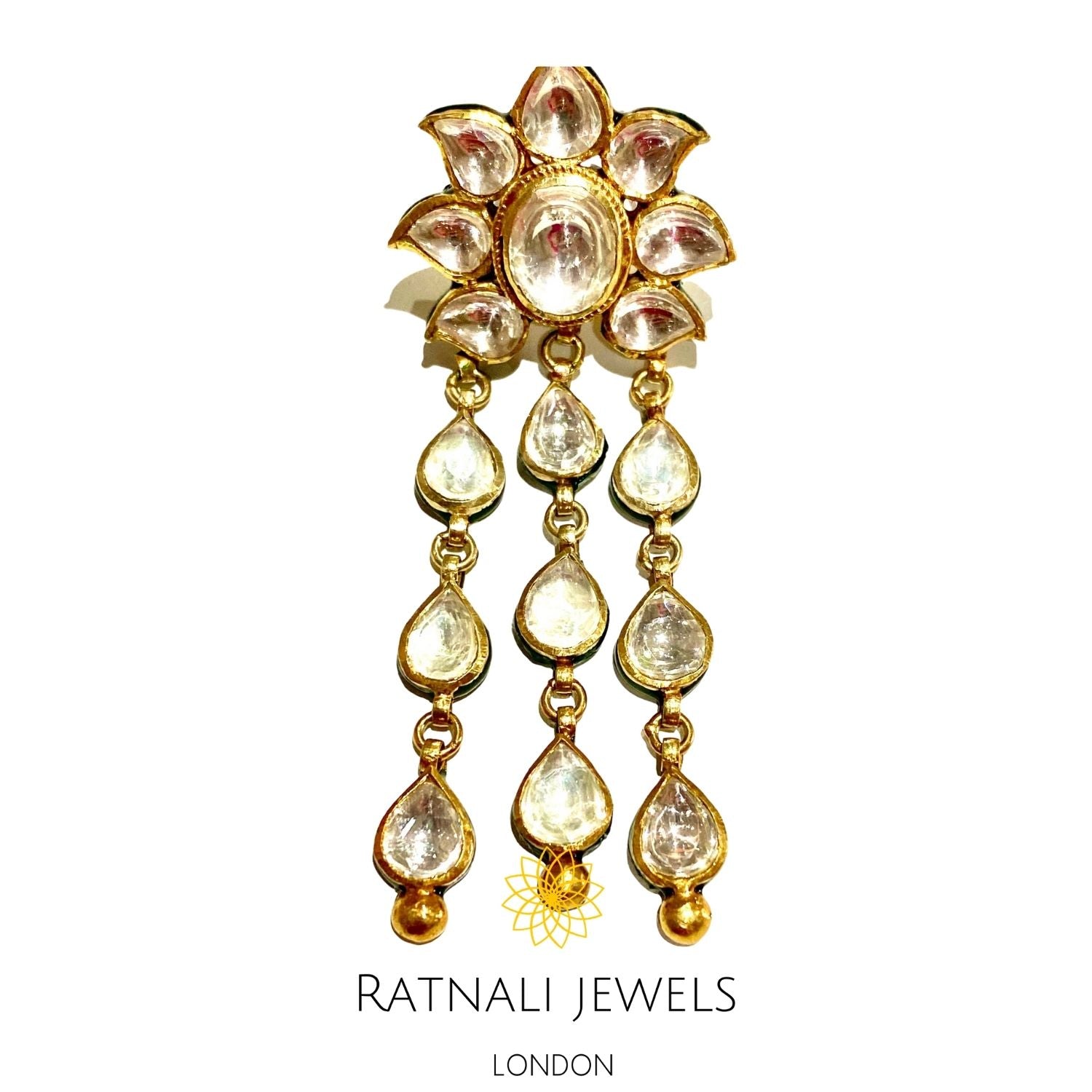 Gold plated silver polki earrings