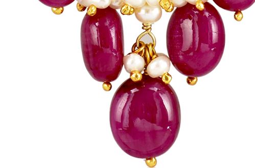 Mohini  Baag | Moissanite Polki Necklace in Gold plated Real Silver - ratnalijewels