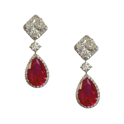 Diamond Ruby Drop Earrings - ratnalijewels