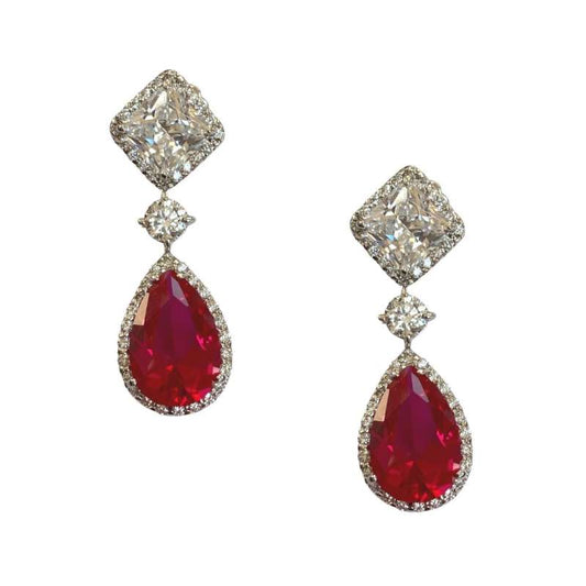 Diamond Ruby Drop Earrings - ratnalijewels