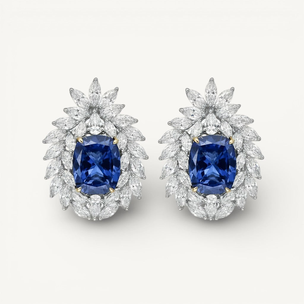 Diamond and sapphire earrings