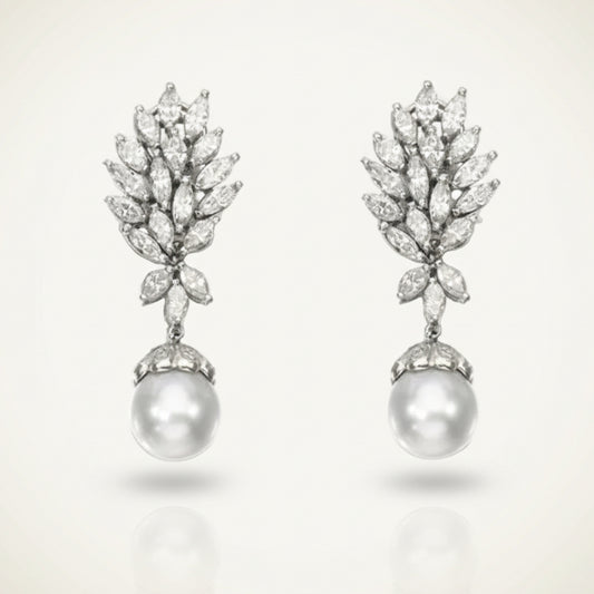Lulit | Simulated Diamond and Pearl Drop Earrings - ratnalijewels